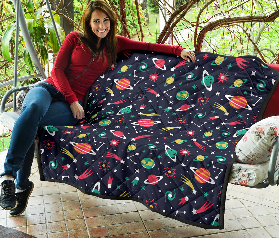 Colorful Space Pattern Planet Star Premium Quilt