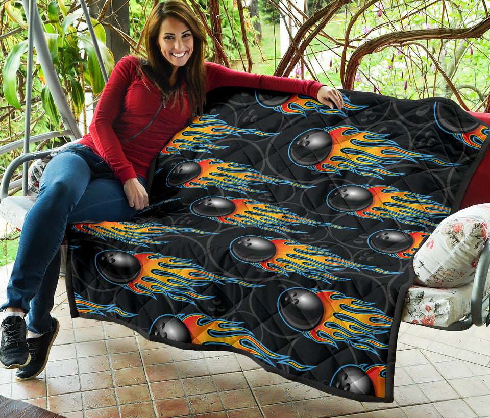 Bowling Balls Flame Pattern Premium Quilt