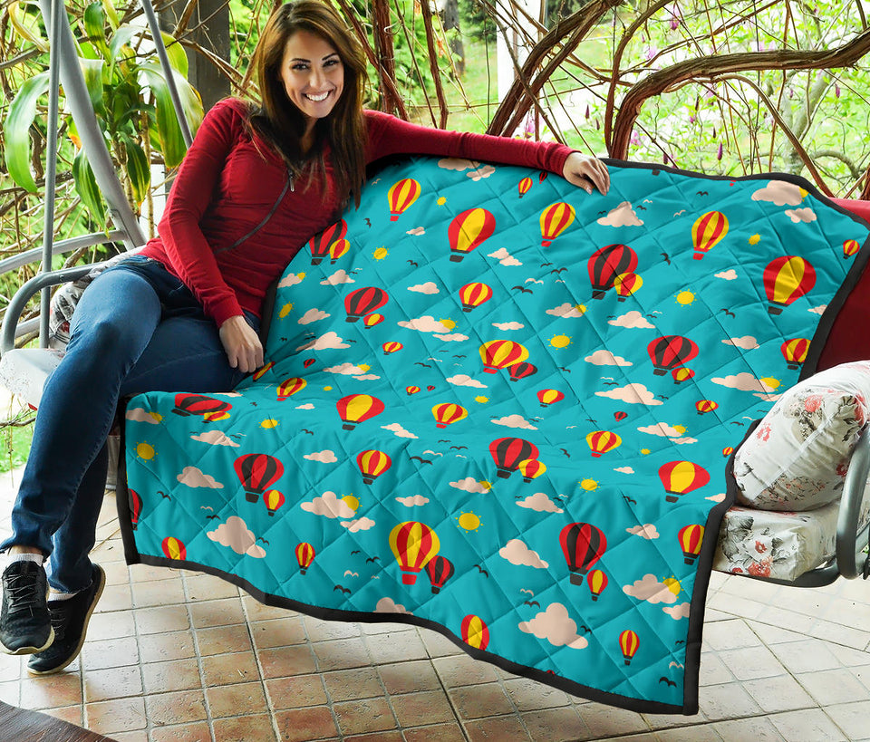 Hot Air Balloon Sky Pattern Premium Quilt