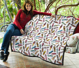 Skate Board Pattern Print Design 05 Premium Quilt