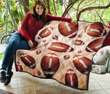 American Football Ball Design Pattern Premium Quilt