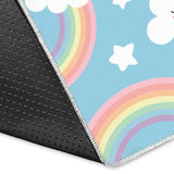 Cute Rainbow Clound Star Pattern Blue Background Area Rug
