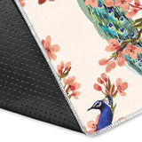 Peacock Tropical Flower Pattern Area Rug