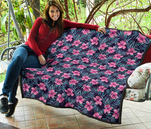 Hibiscus Pattern Print Design 05 Premium Quilt