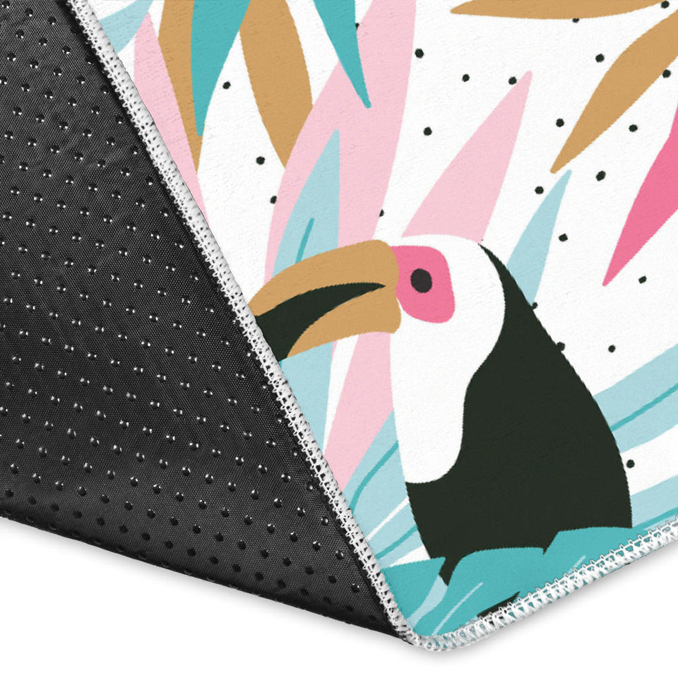 Toucan Tropical Flower Leave Pattern Area Rug