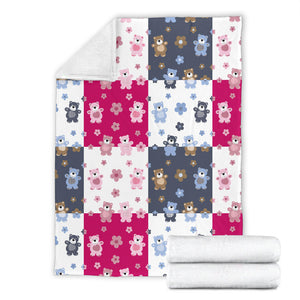 Teddy Bear Pattern Print Design 03 Premium Blanket