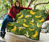 Banana Palm Leaves Pattern Premium Quilt