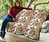 Red Tulips And Daffodils Pattern Premium Quilt