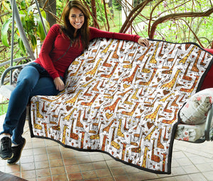 Giraffe Pattern Print Design 04 Premium Quilt