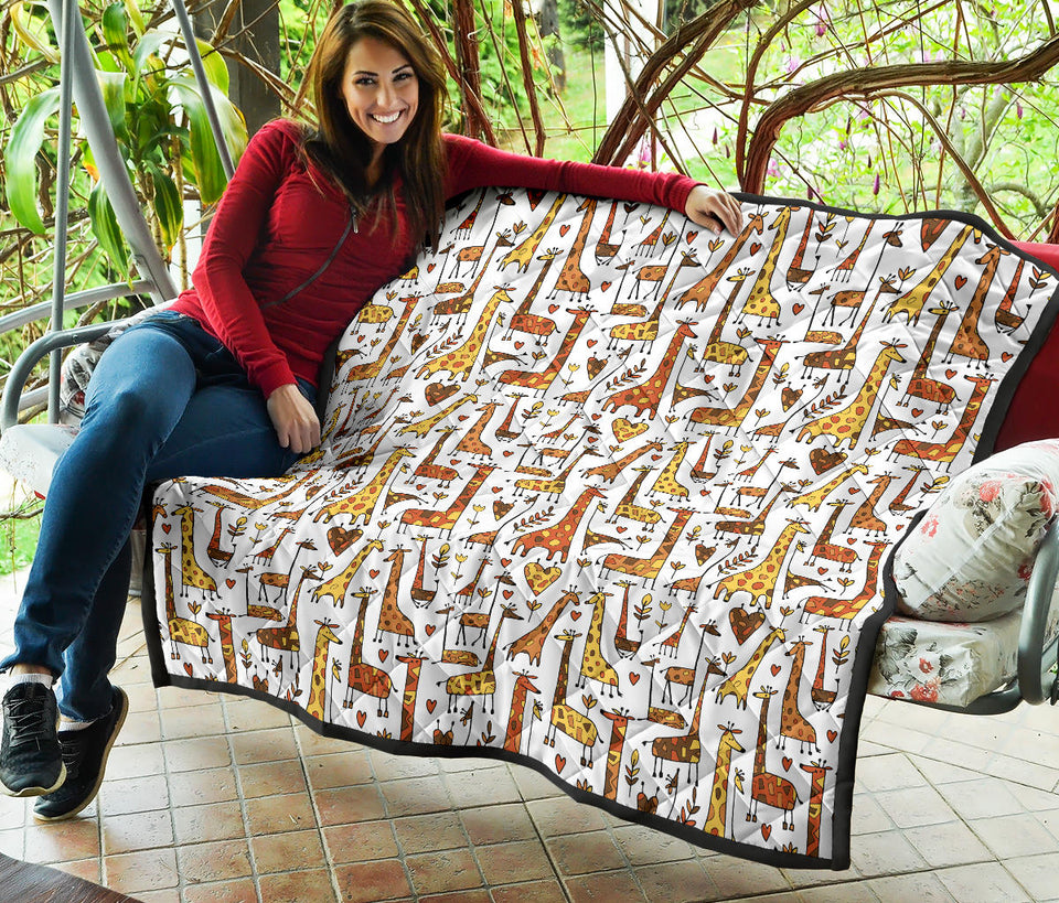 Giraffe Pattern Print Design 04 Premium Quilt