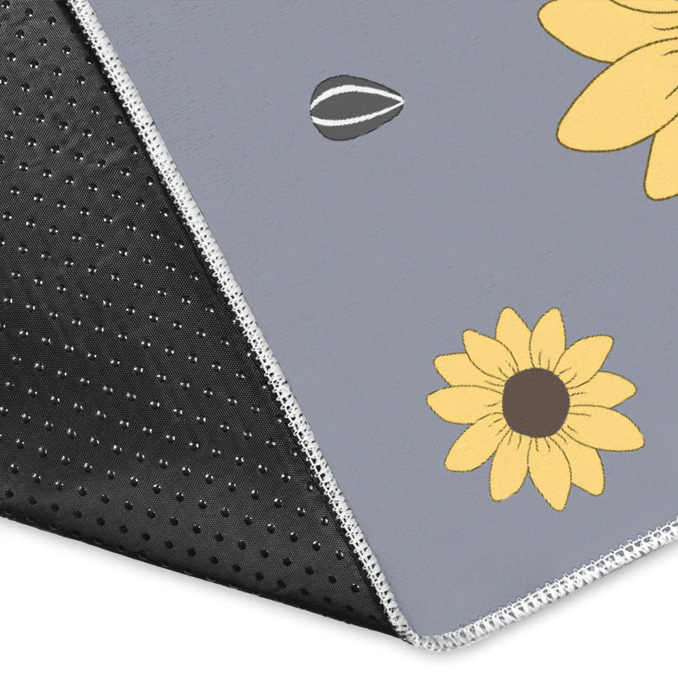 Cute Hamster Sunflower Pattern Background Area Rug