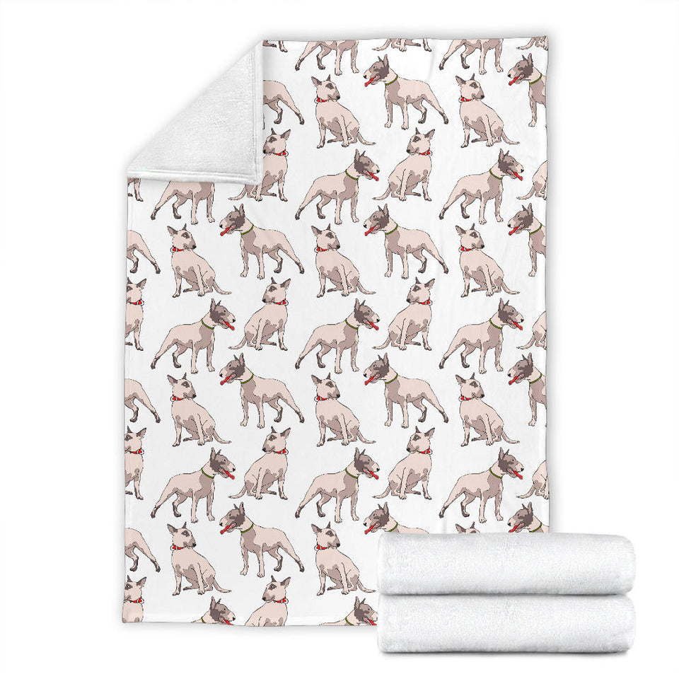 Bull Terrier Pattern Print Design 04 Premium Blanket