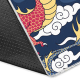 Blue Red Dragon Cloud Pattern Area Rug