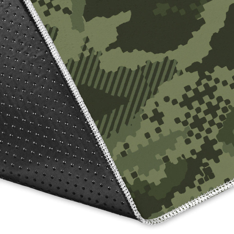 Digital Green Camo Camouflage Pattern Area Rug