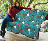 Boston Terrier Beautiful Flower Pattern Premium Quilt