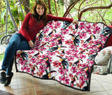 Toucan Flower Design Pattern Premium Quilt