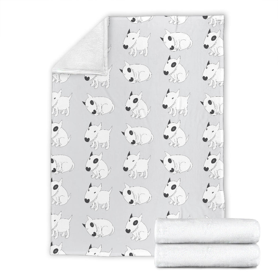 Bull Terrier Pattern Print Design 01 Premium Blanket