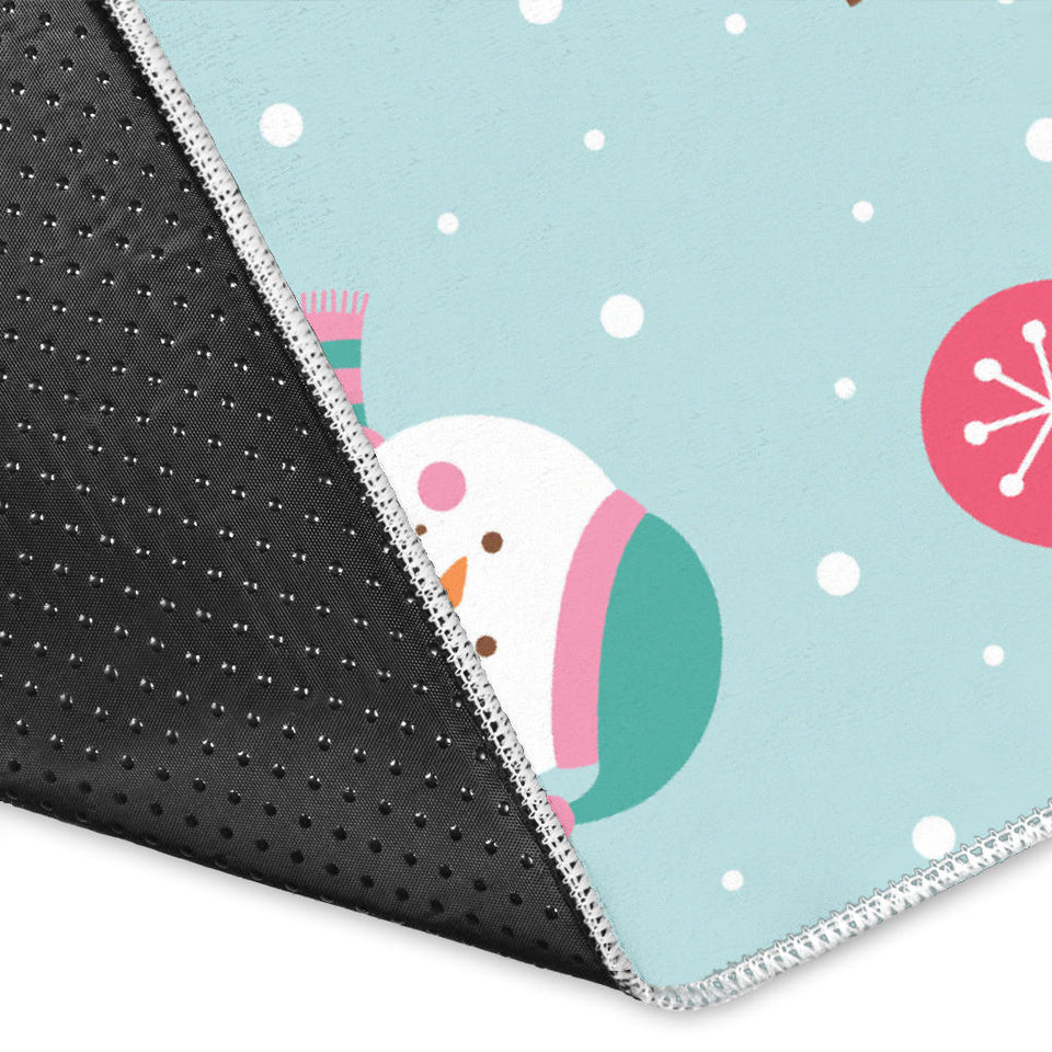 Cute Snowman Snowflake Pattern Area Rug