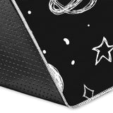 Hand Drawn Space Rocket Star Planet Area Rug