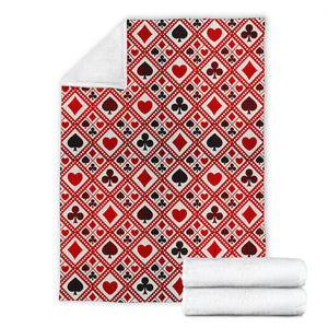Casino Cards Suits Pattern Print Design 03 Premium Blanket