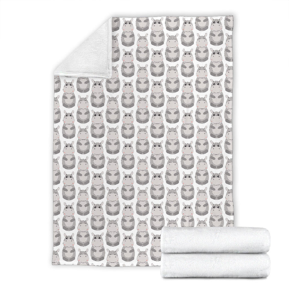 Hippopotamus Pattern Print Design 05 Premium Blanket