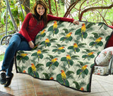 Beautiful Parrot Palm Leaves Pattern Premium Quilt