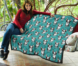 Hand Drawn Boston Terrier Dog Pattern Premium Quilt