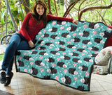 Hedgehog Pattern Print Design 03 Premium Quilt