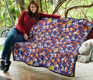 Goldfish Pattern Print Design 04 Premium Quilt