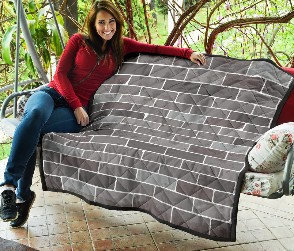 Brick Printed Pattern Print Design 05 Premium Quilt