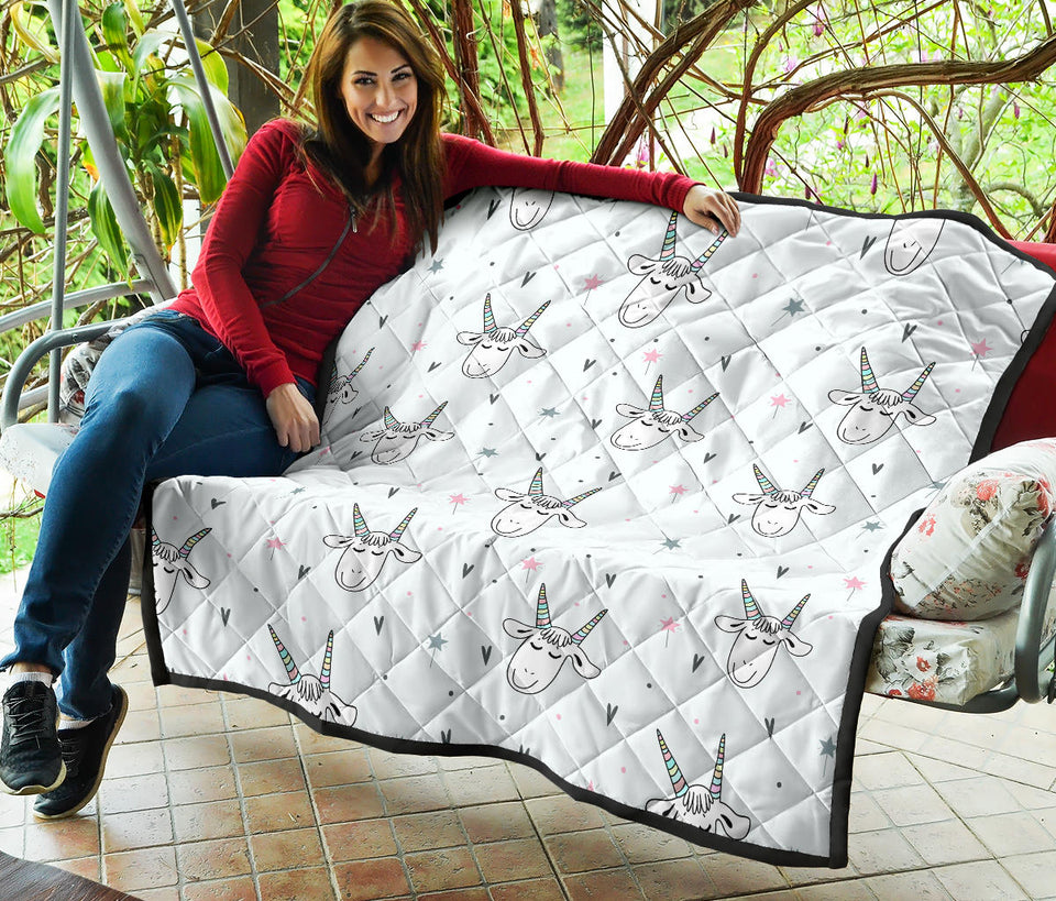 Cute Goat Design Pattern Premium Quilt