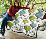 Hot Air Balloon Bird Cloud Pattern Premium Quilt