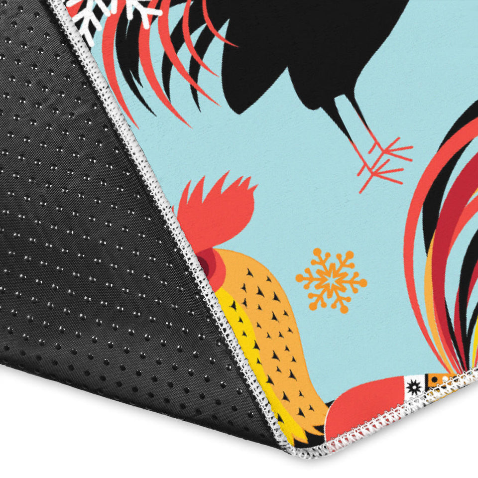 Rooster Chicken Cock Snowfalke Area Rug