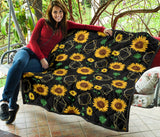 Sunflower Golden Polygonal Shapes Premium Quilt