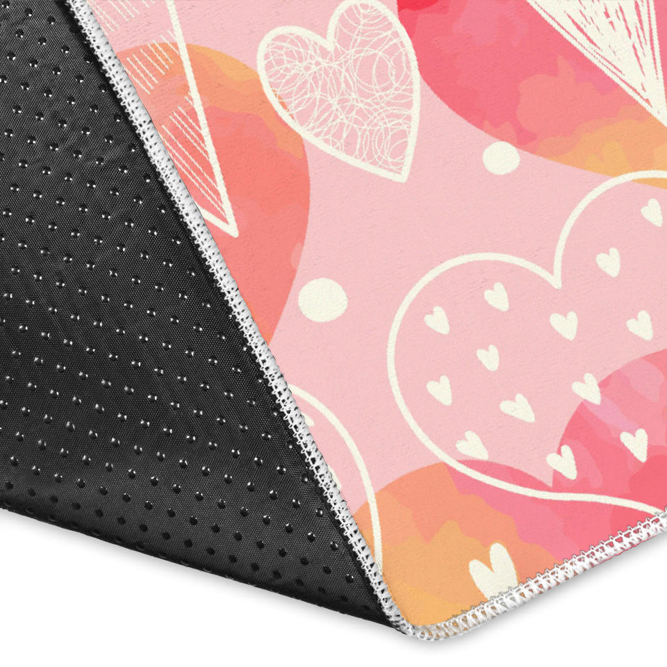 Hand Drawn Heart Design Pattern Area Rug