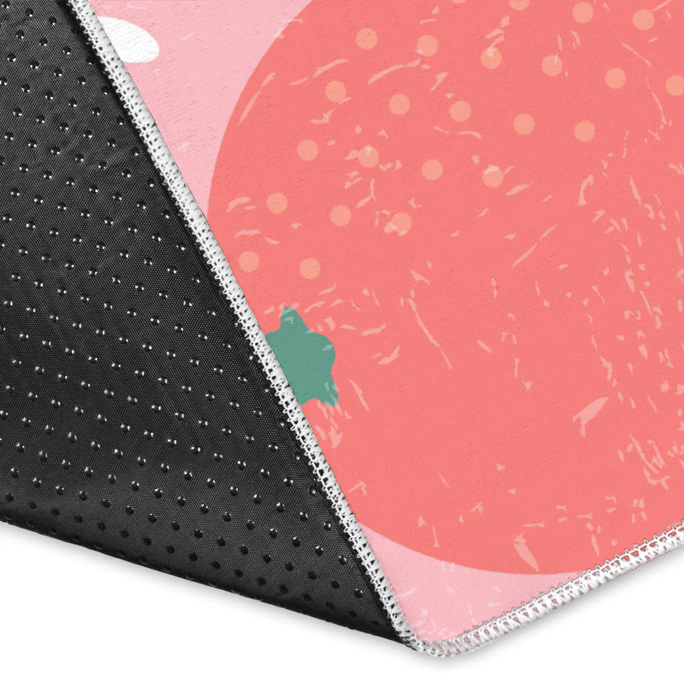 Grapefruit Leaves Flower Pink Background Area Rug