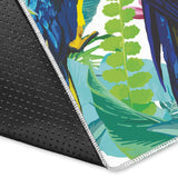 Colorful Parrot Exotic Flower Leaves Area Rug