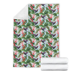 Hummingbird Pattern Print Design 05 Premium Blanket