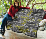 Hand Drawn Dragonfly Pattern Premium Quilt