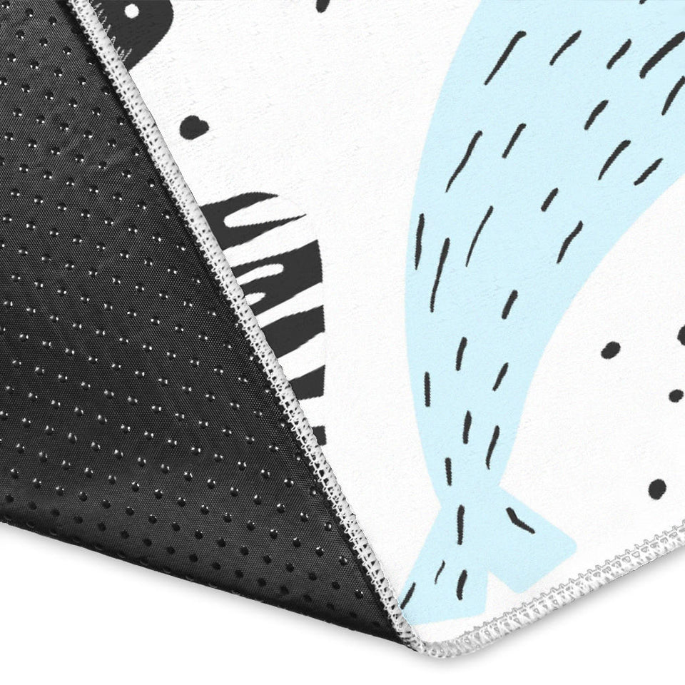 Cute Dolphins Childish Style Pattern Area Rug