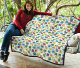 Chemistry Periodic Table Pattern Print Design 05 Premium Quilt