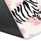 Zebra Pink Flower Background Area Rug