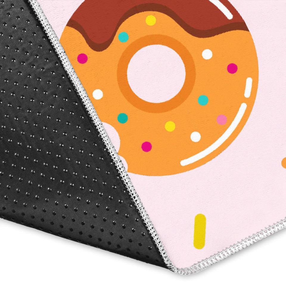 Donut Pattern Glaze Pink Background Area Rug