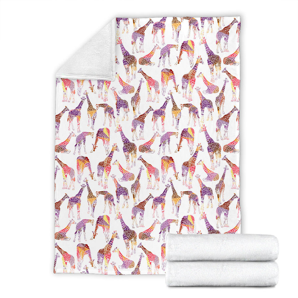 Giraffe Pattern Print Design 02 Premium Blanket