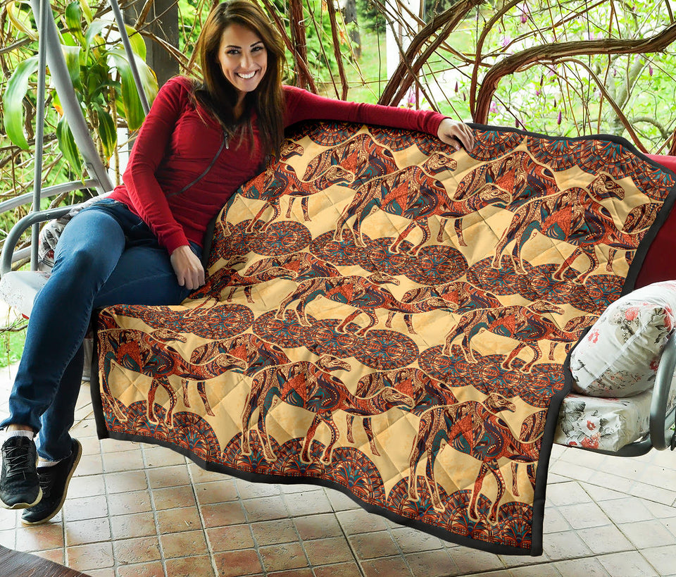 Camel Polynesian Tribal Design Pattern Premium Quilt