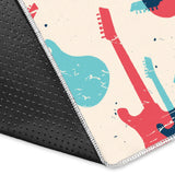 Red Blue Guitar Pattern Area Rug