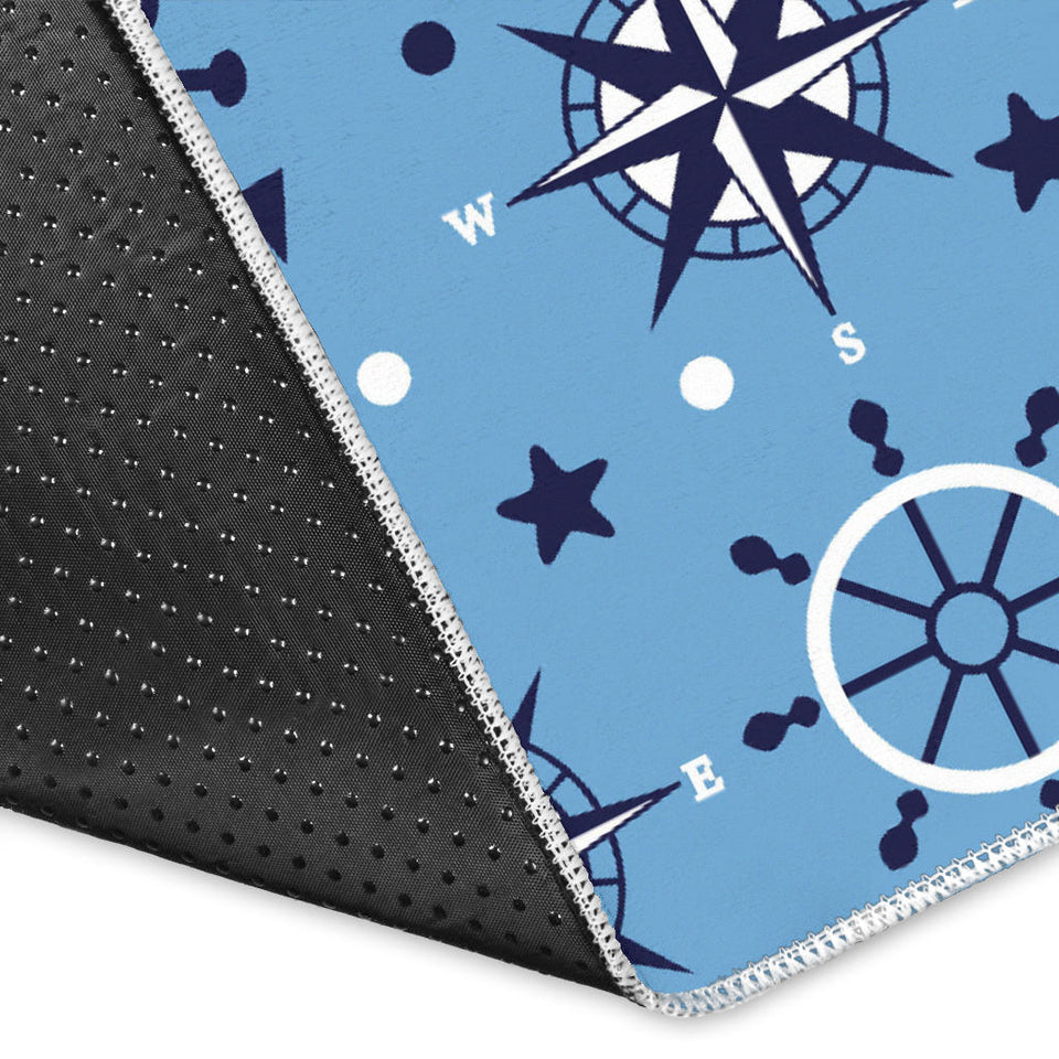 Anchors Rudder Compass Star Nautical Pattern Area Rug