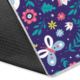 Colorful Butterfly Flower Pattern Area Rug