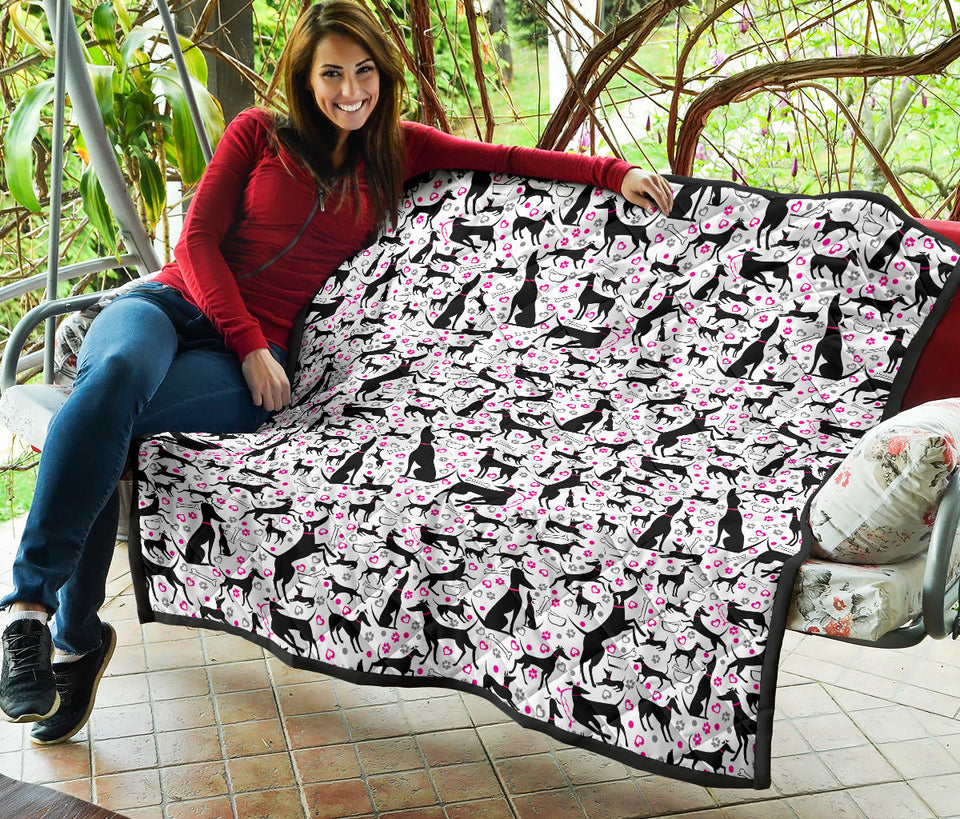 Greyhound Pattern Print Design 02 Premium Quilt