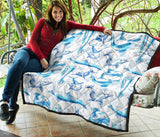 Watercolor Dolphin Pattern Premium Quilt